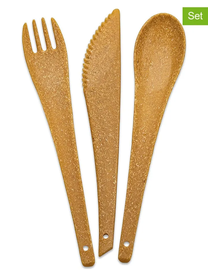 3DELIGE BESTEKSET "RIO" LICHTBRUIN  (L)19 CM